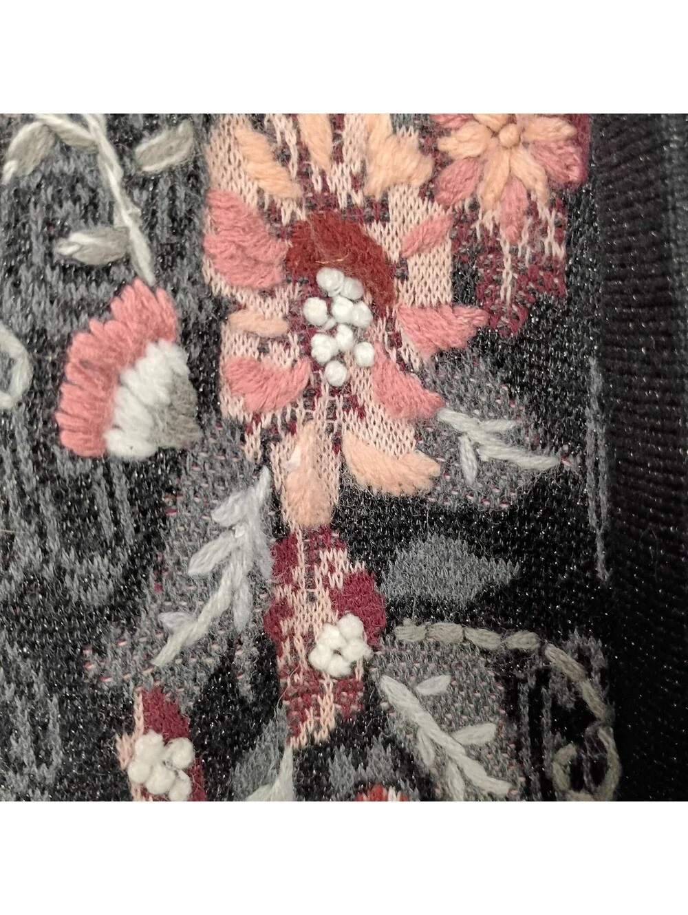Christopher & Banks Women's Long Sweater Cardigan Open Front Embroidered 2X